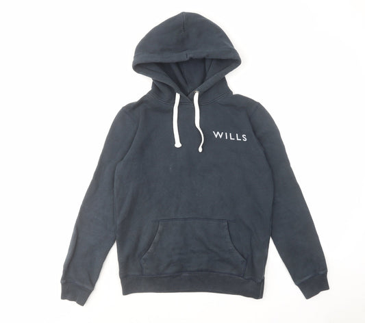 Jack Wills Womens Blue Cotton Pullover Hoodie Size 8 Pullover - Front & Back Logo Drawstring Pocket