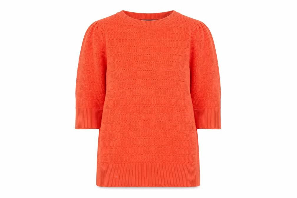 Marks and Spencer Womens Orange Round Neck Cotton Pullover Jumper Size 10