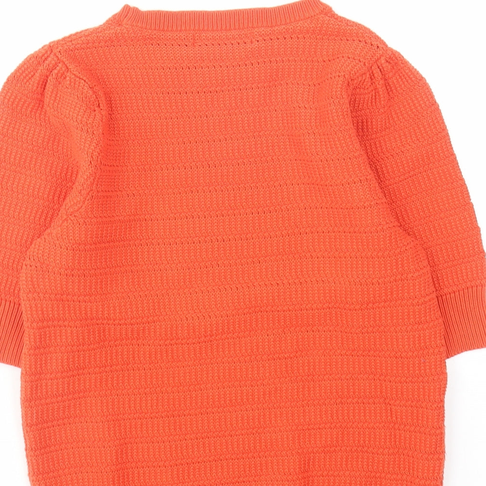 Marks and Spencer Womens Orange Round Neck Cotton Pullover Jumper Size 10