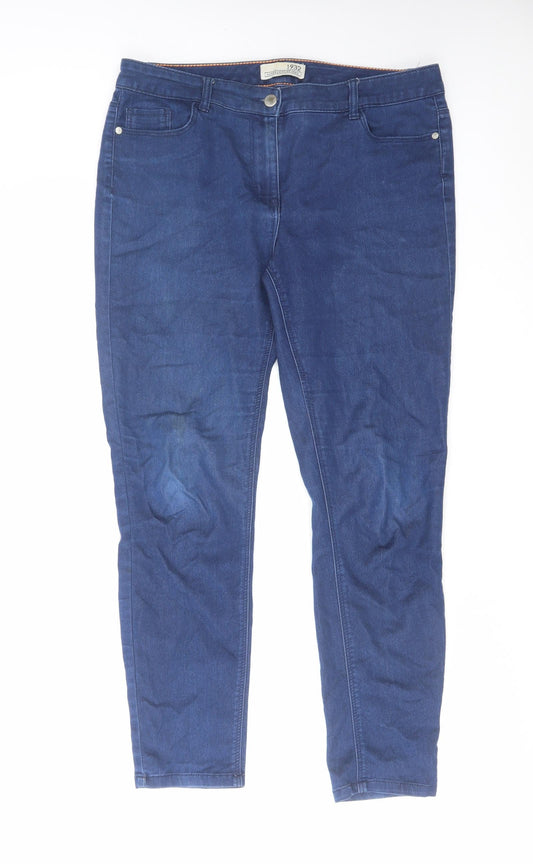 South Womens Blue Cotton Skinny Jeans Size 14 L28 in Regular Zip