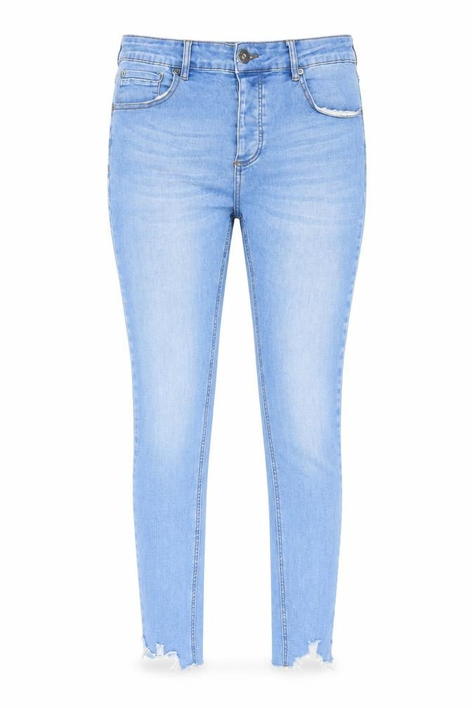Asylum Womens Blue Cotton Skinny Jeans Size 34 in L30 in Regular Zip - Raw Hems