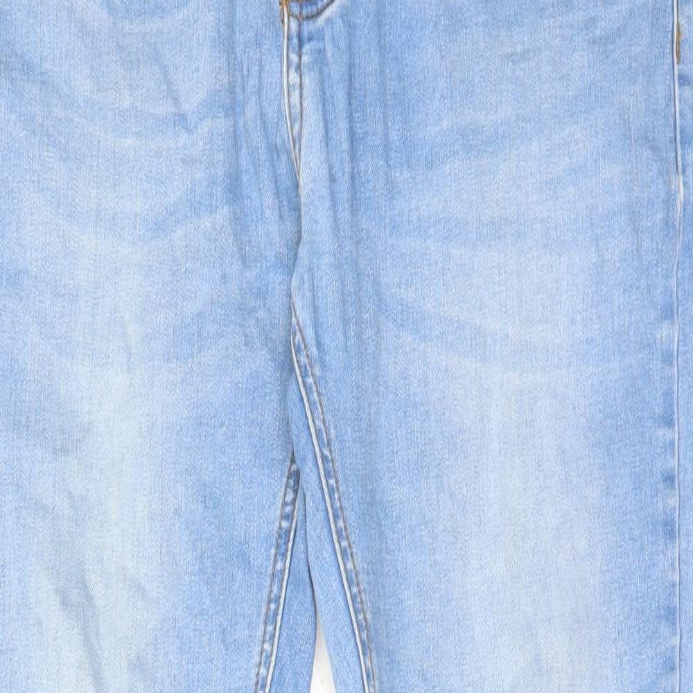 Asylum Womens Blue Cotton Skinny Jeans Size 34 in L30 in Regular Zip - Raw Hems
