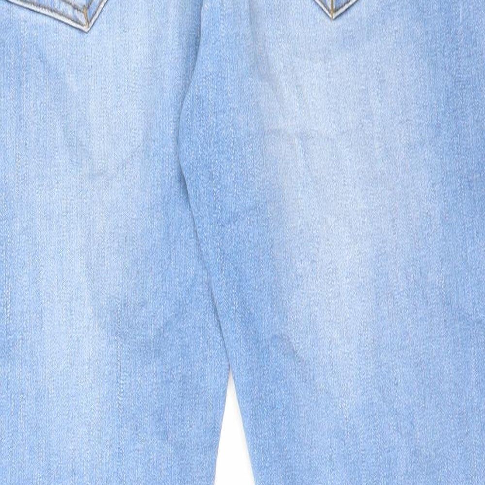 Asylum Womens Blue Cotton Skinny Jeans Size 34 in L30 in Regular Zip - Raw Hems