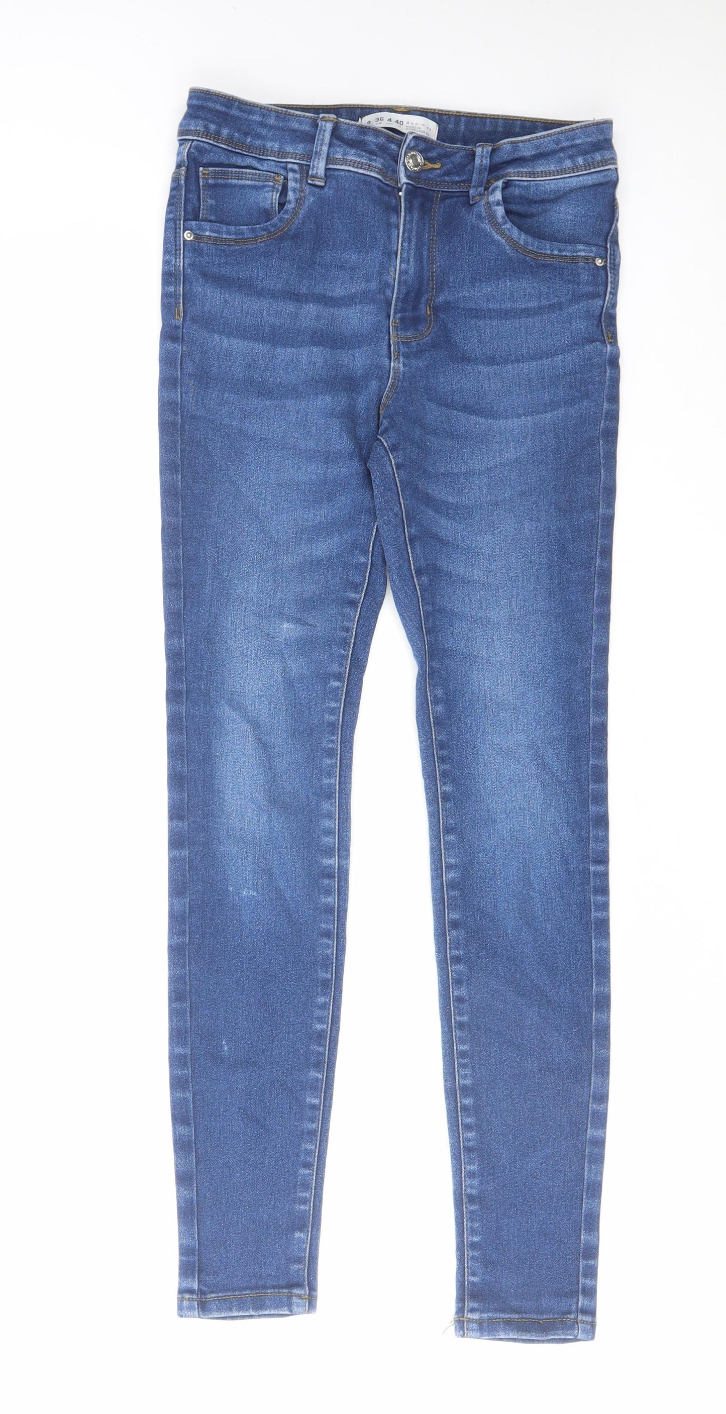 Denim & Co. Womens Blue Cotton Skinny Jeans Size 8 L27 in Regular Zip