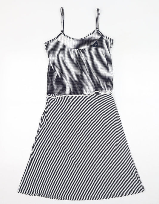 Don't Ask Amanda Womens Blue Striped Cotton A-Line Size S Scoop Neck Pullover