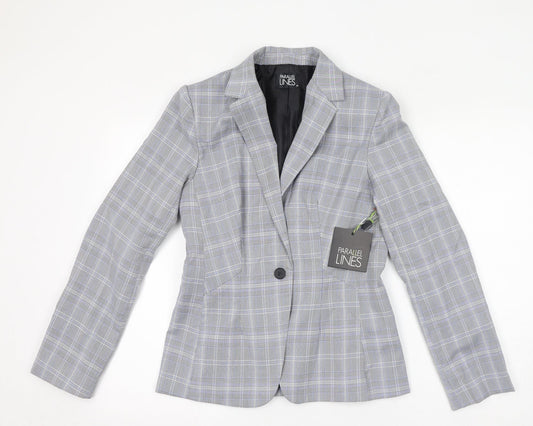 Parallel Womens Grey Geometric Jacket Blazer Size M Button