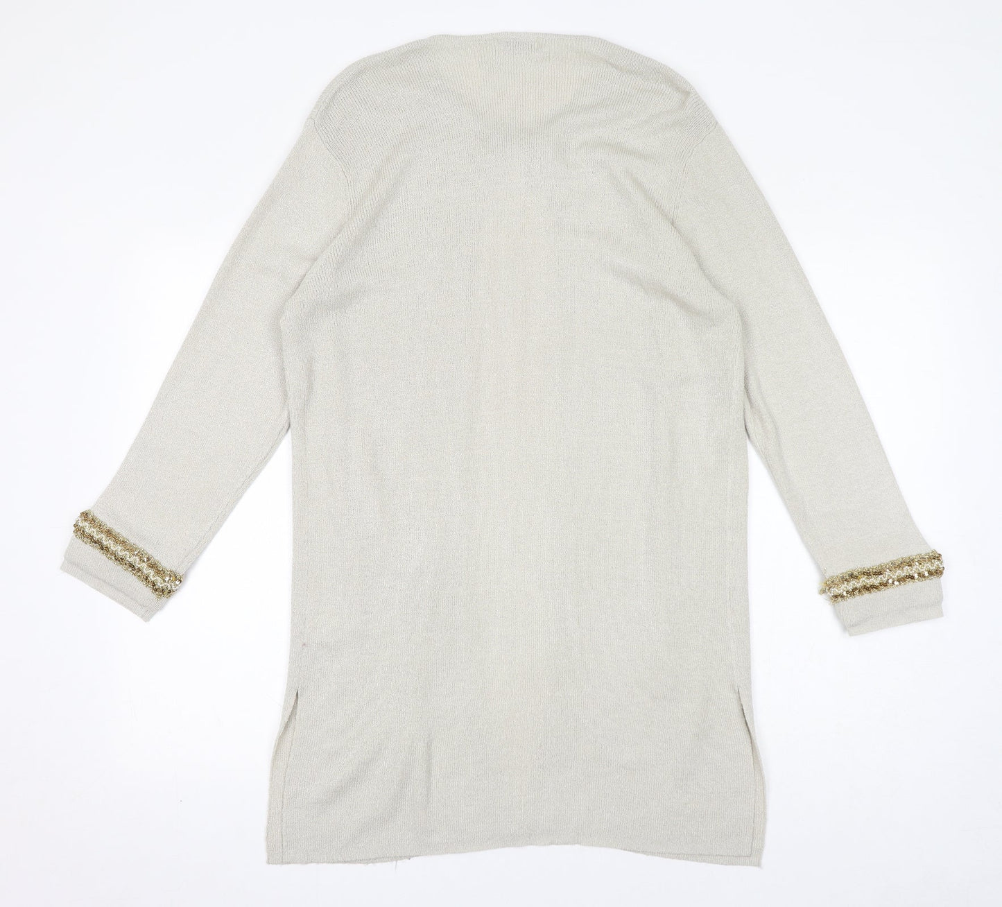 House of Fraser Womens Ivory Round Neck Acrylic Cardigan Jumper Size S
