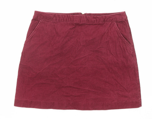 H&M Womens Purple Cotton A-Line Skirt Size 10 Zip