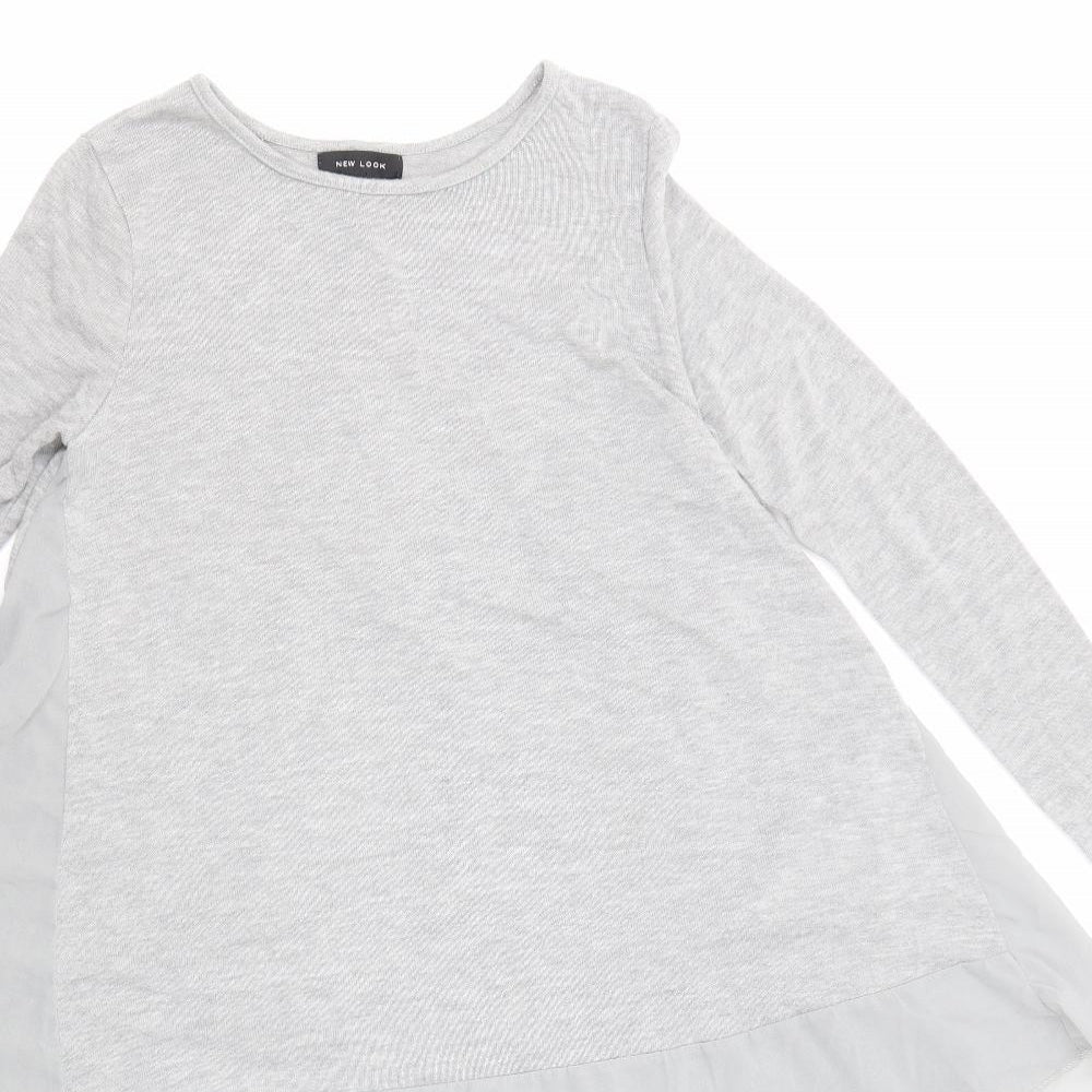 New Look Womens Grey Round Neck Polyester Pullover Jumper Size S