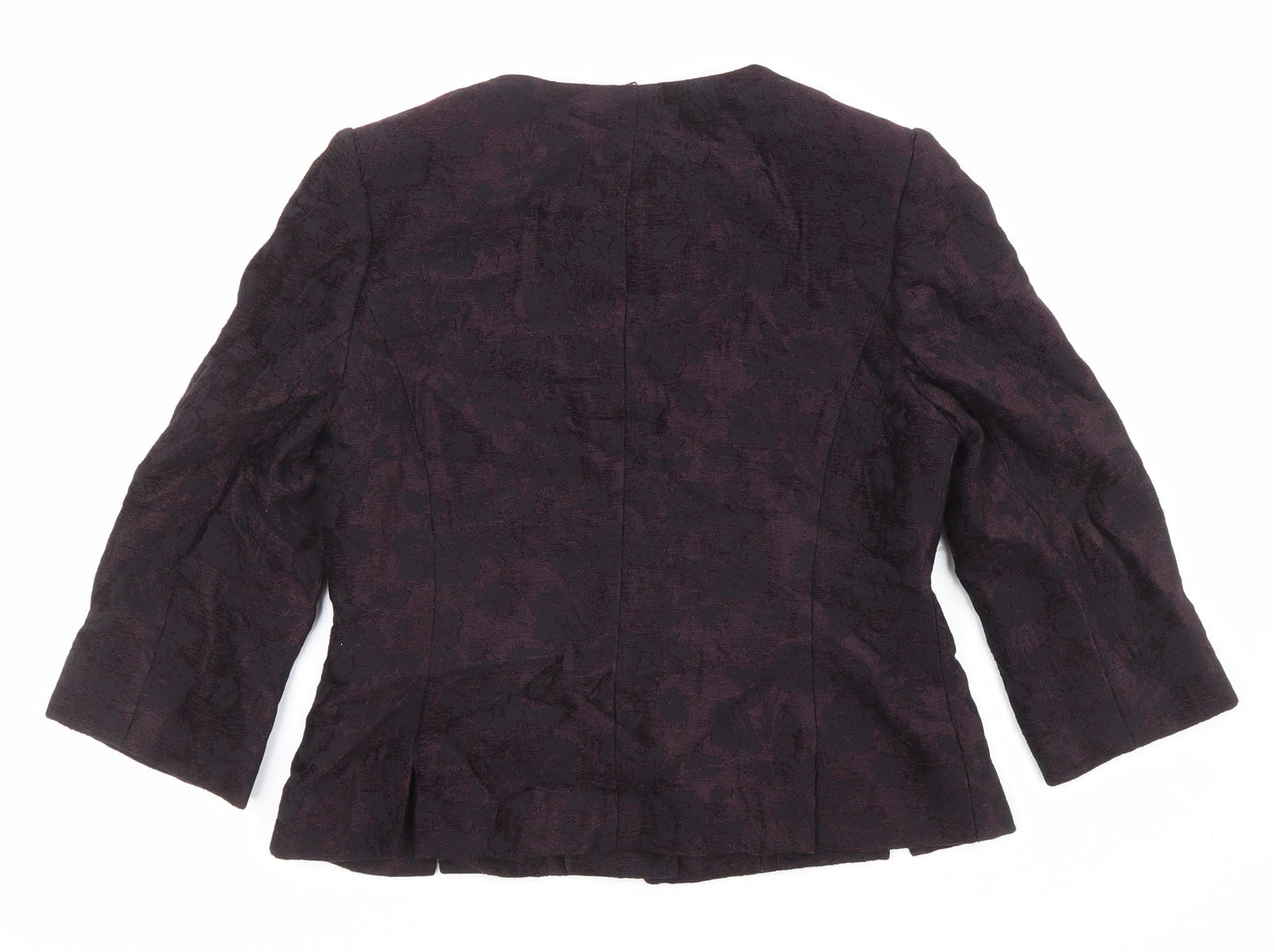 CC Womens Purple Geometric Jacket Blazer Size 10 Button