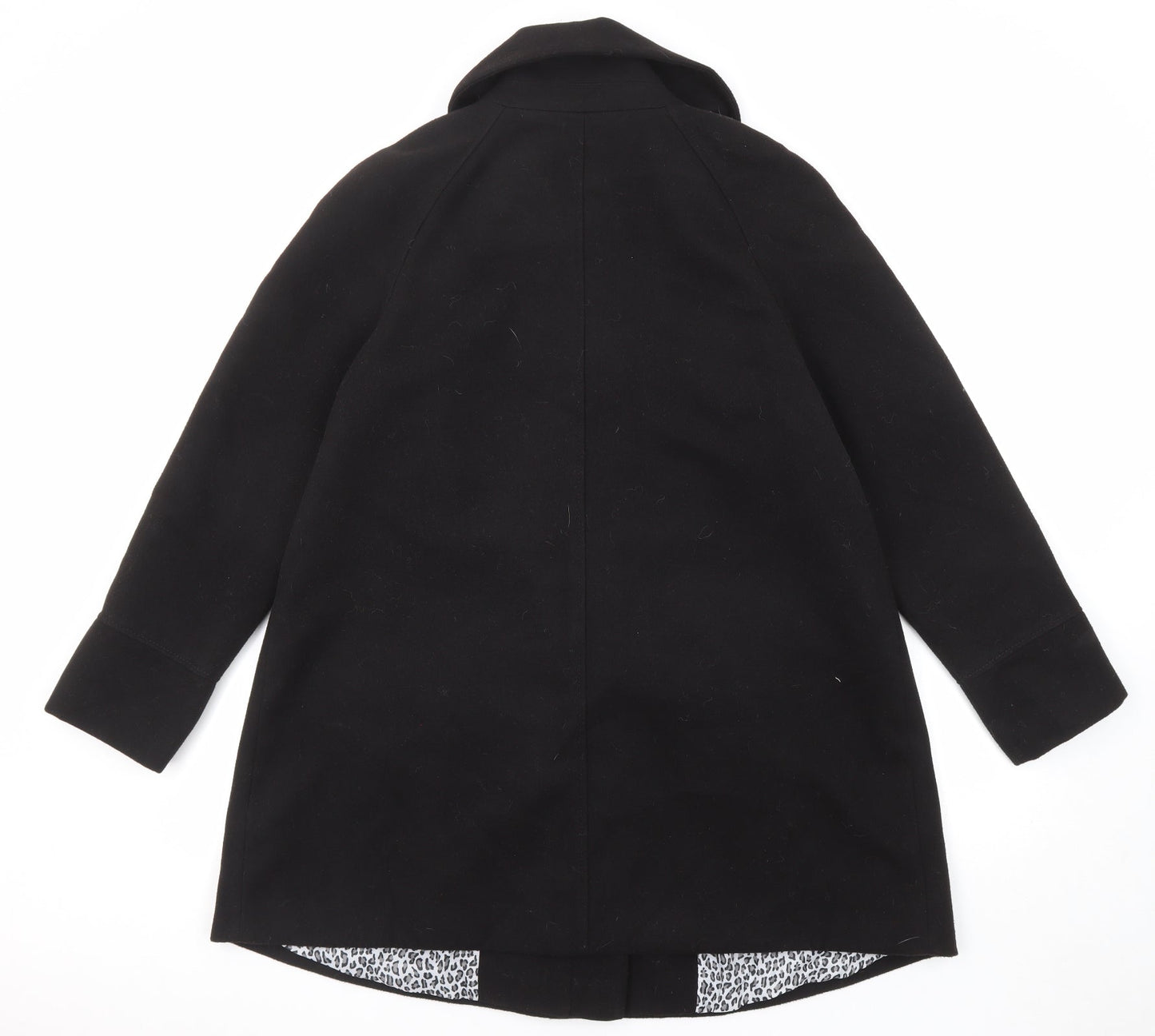 M&Co Womens Black Overcoat Coat Size 14 Button