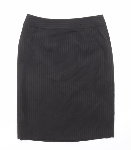 The Department Womens Black Striped Polyester Straight & Pencil Skirt Size 10 Zip