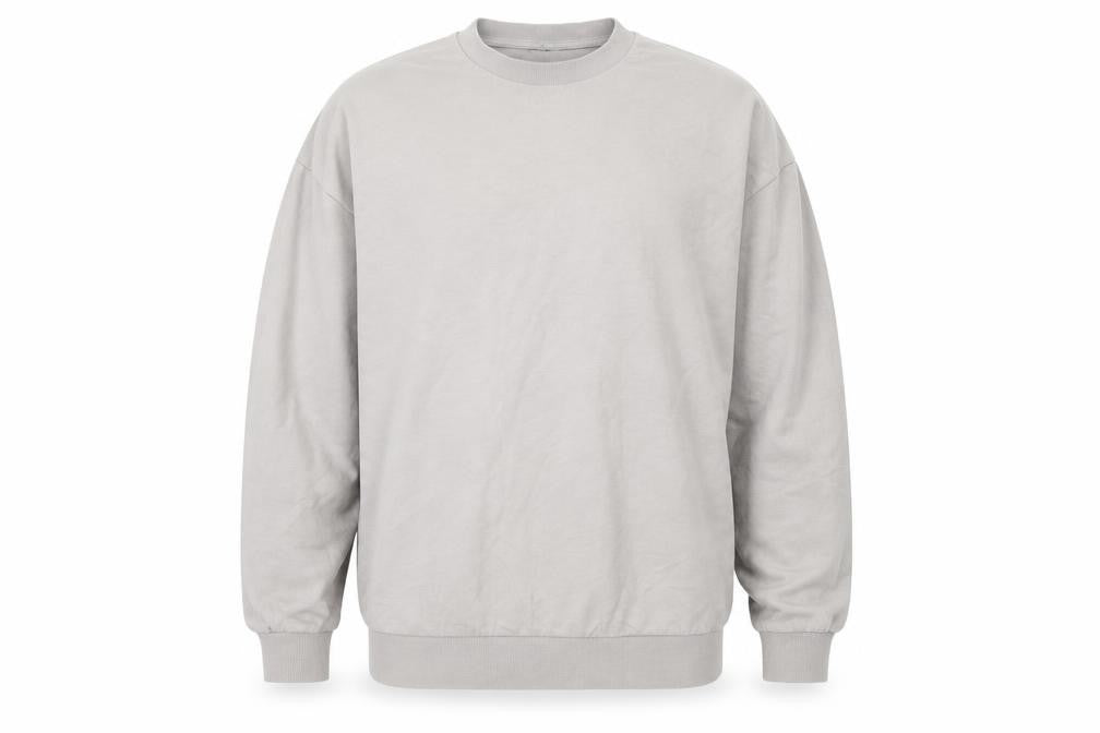 Front view of ASOS men’s grey cotton pullover sweatshirt, size M