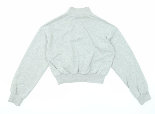 FOREVER 21 Womens Grey Cotton Pullover Sweatshirt Size S Zip