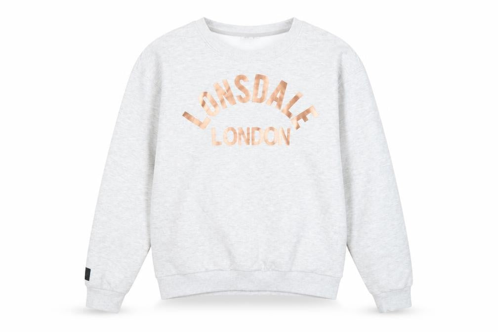 Womens UK 12 Regular Lonsdale Grey Pullover Sweatshirt