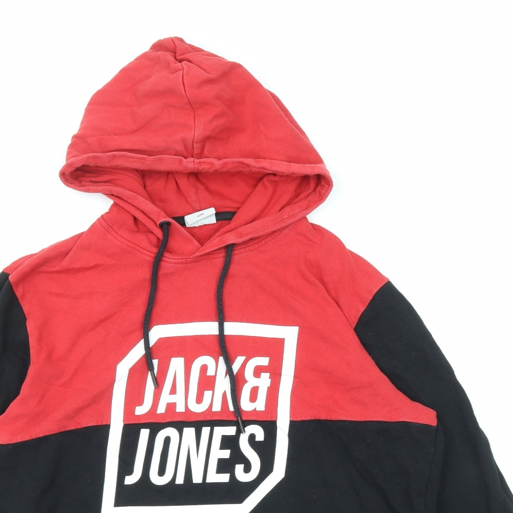 JACK & JONES Mens Black Cotton Pullover Hoodie Size XL