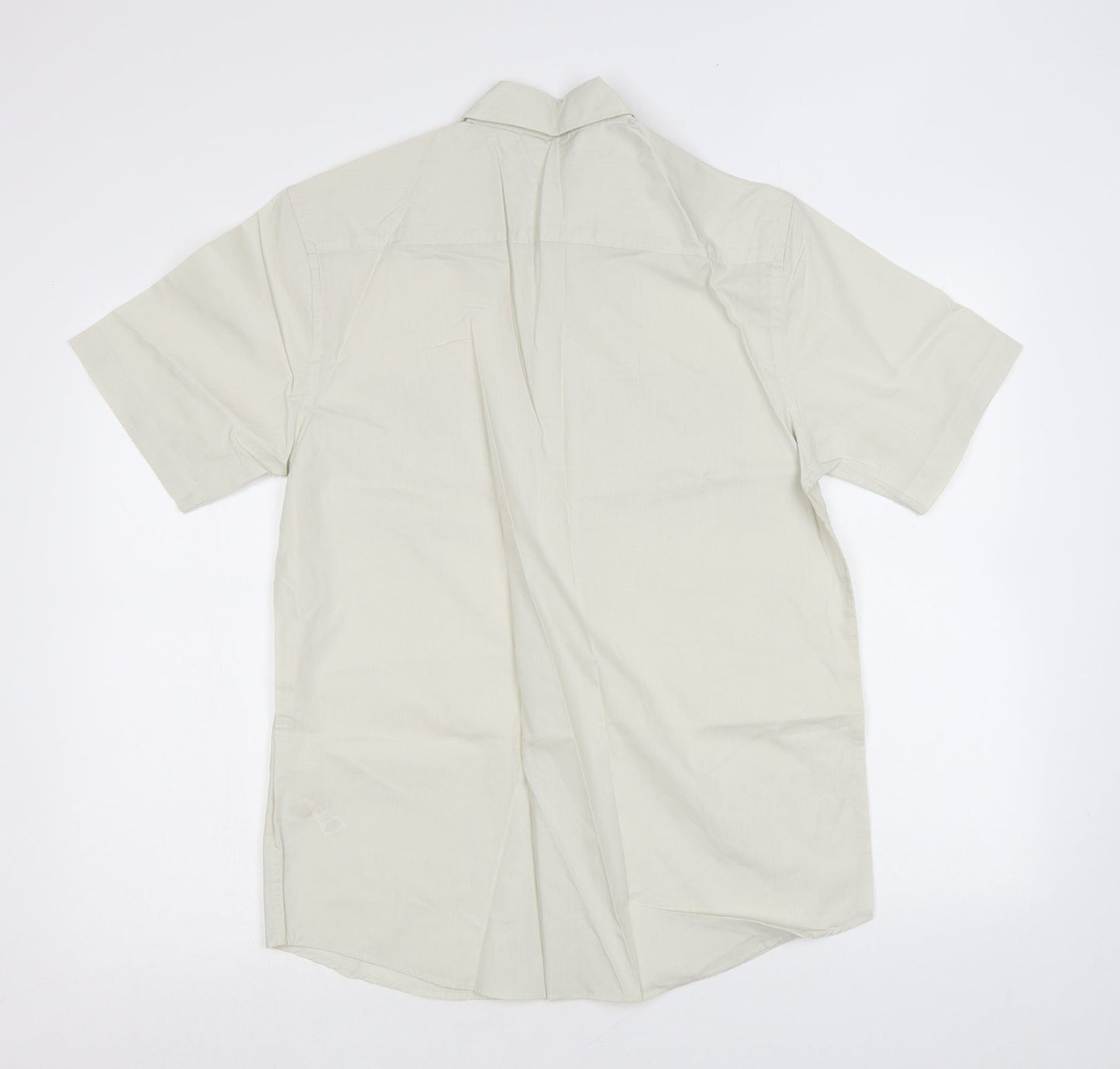 BHS Mens Beige Polyester Button-Up Size S Collared Button