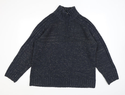 Stonebay Mens Blue Acrylic Henley Sweatshirt Size L