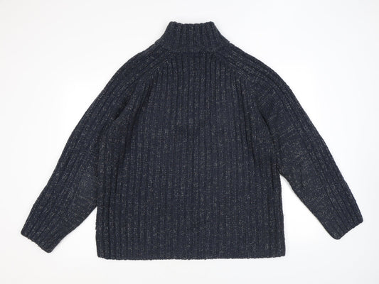 Stonebay Mens Blue Acrylic Henley Sweatshirt Size L