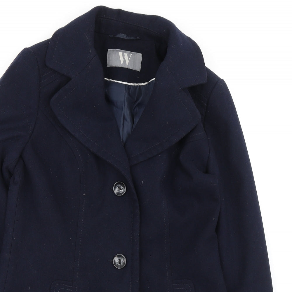 BHS Womens Blue Pea Coat Coat Size 10 Button