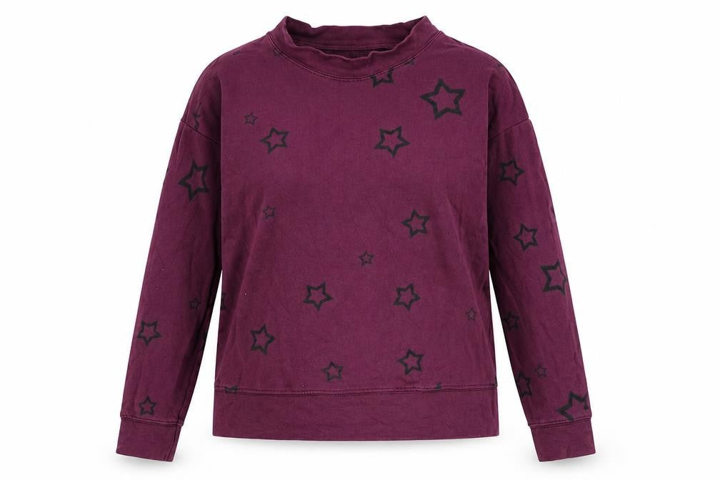 Marks and Spencer Womens Purple Geometric Cotton Pullover Sweatshirt Size 8 Pullover - Star Print
