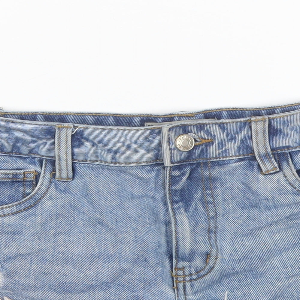 Denim & Co. Womens Blue Cotton Cut-Off Shorts Size 10 L3 in Regular Button - Distressed