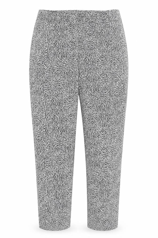 Marks and Spencer Womens White Animal Print Cotton Carrot Trousers Size 14 L23 in Regular Zip