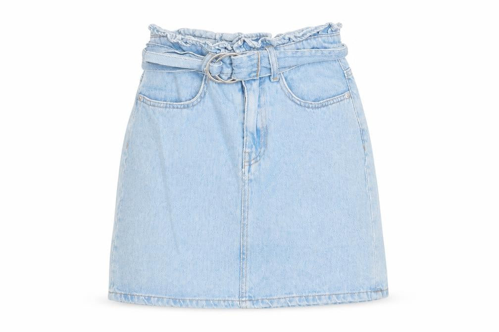 Divided by H&M Womens Blue Cotton A-Line Skirt Size 4 Zip - Belted