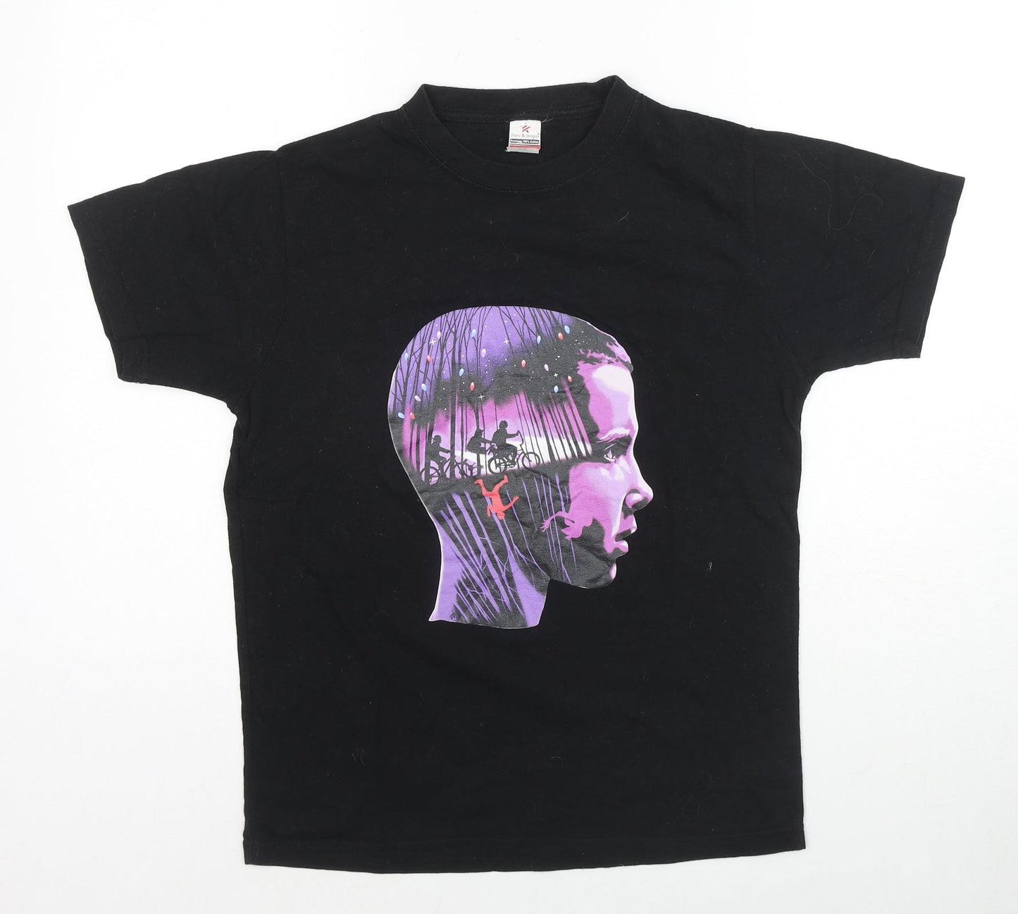 Stranger Things Womens Black Cotton Basic T-Shirt Size S Round Neck - Stranger Things