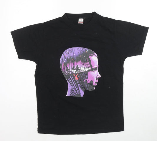 Stranger Things Womens Black Cotton Basic T-Shirt Size S Round Neck - Stranger Things
