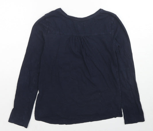 Gap Girls Blue Cotton Basic T-Shirt Size 8 Years Round Neck Pullover - Daydreamer Flower Details