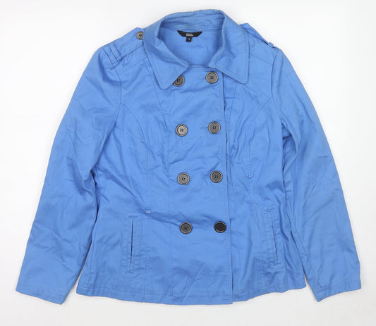 Marks and Spencer Womens Blue Trench Coat Jacket Size 12 Button