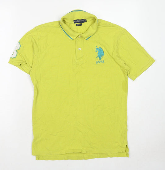 US Polo Assn. Womens Green Cotton Basic Polo Size 18 Collared