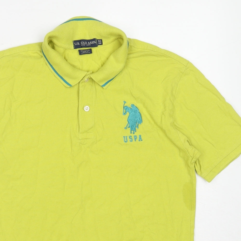 US Polo Assn. Womens Green Cotton Basic Polo Size 18 Collared