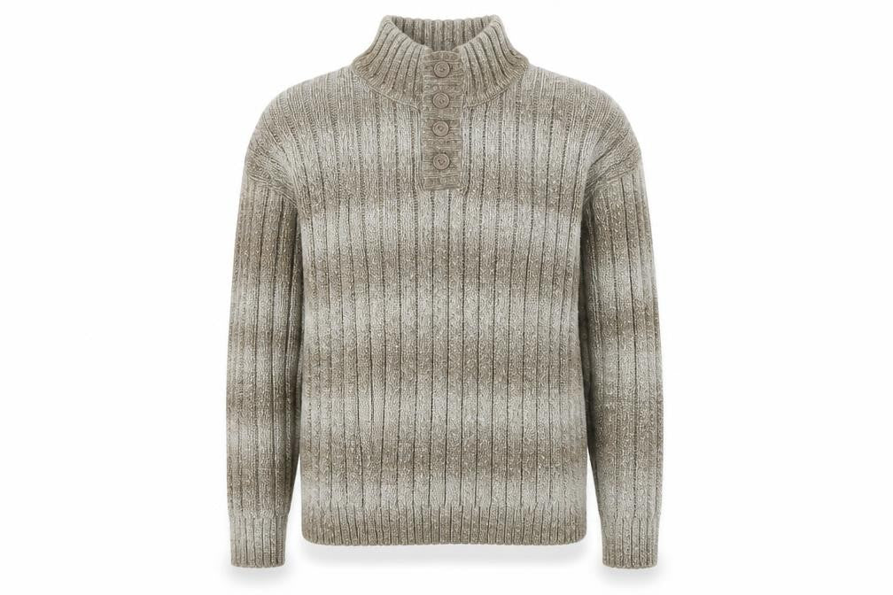 Marks and Spencer Womens Brown Mock Neck Acrylic Henley Jumper Size L