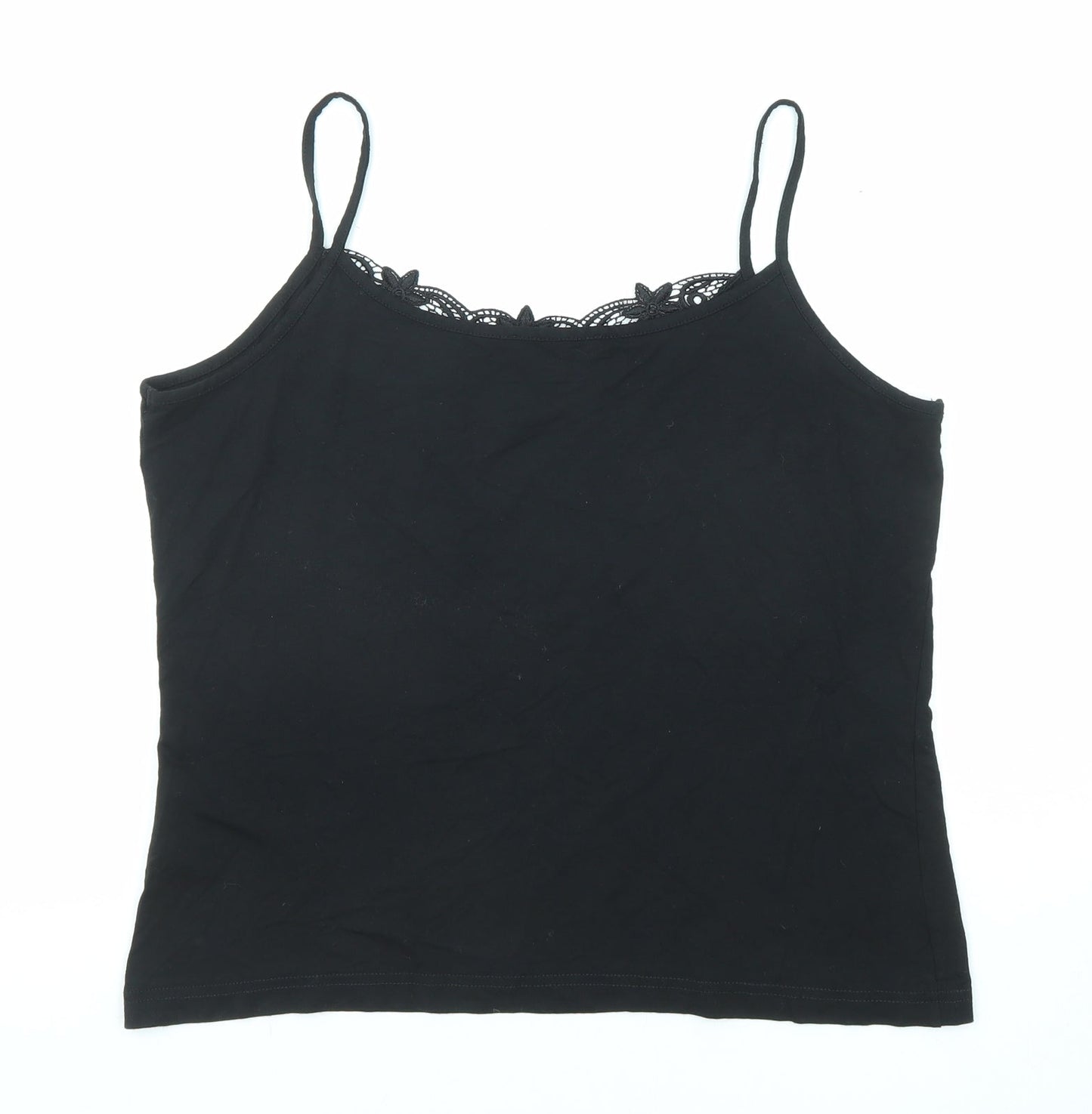 Signature Experience Womens Black Viscose Basic Tank Size L V-Neck