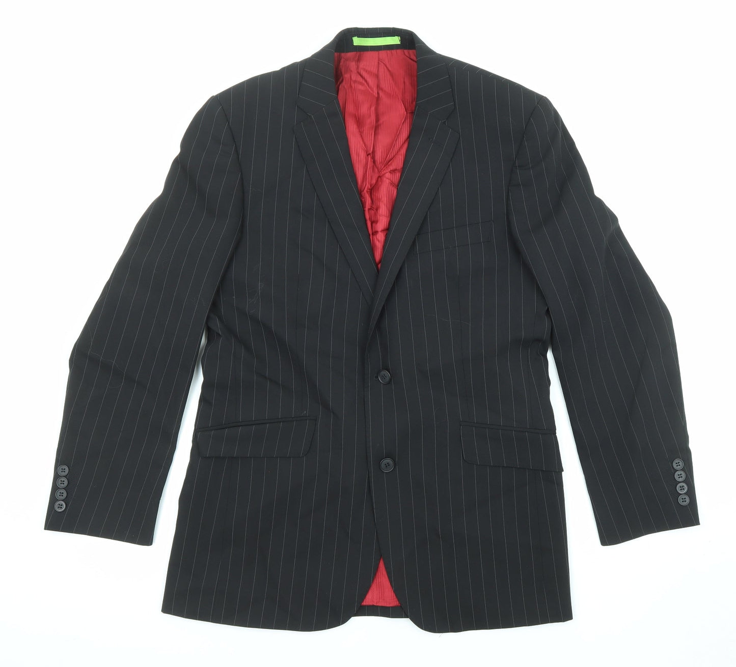 Limehaus Mens Black Striped Wool Jacket Suit Jacket Size 38 Regular