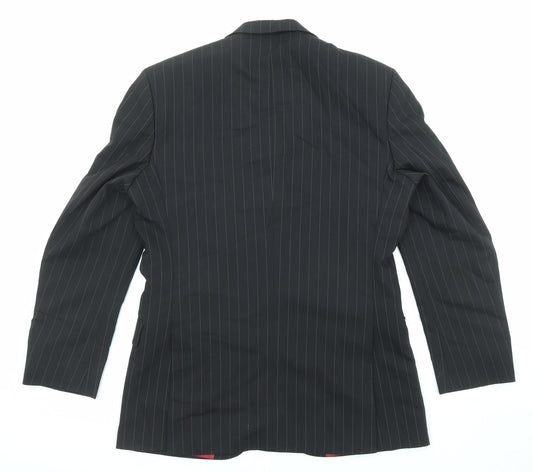 Limehaus Mens Black Striped Wool Jacket Suit Jacket Size 38 Regular