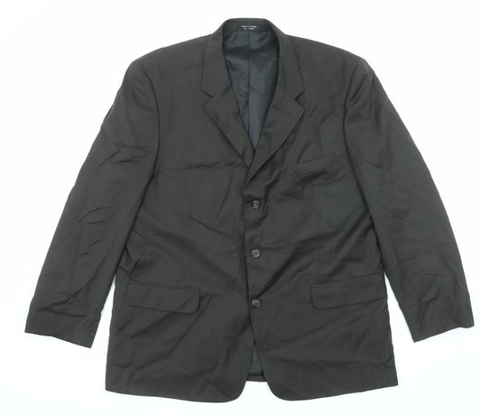 Cross & Winsor Mens Black Wool Jacket Suit Jacket Size 46 Regular