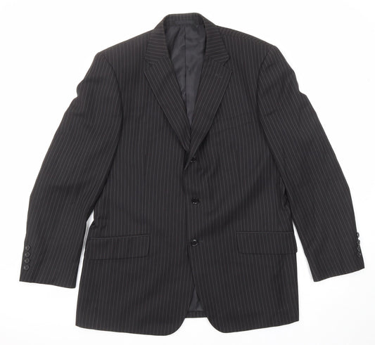 You Essential Mens Black Striped Polyester Jacket Suit Jacket Size 42 Regular