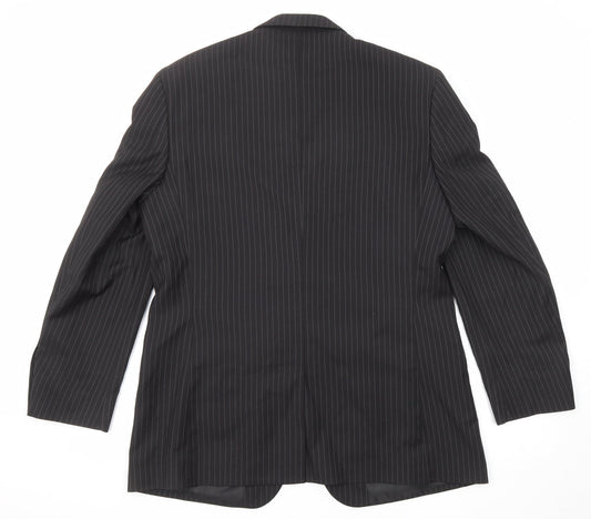 You Essential Mens Black Striped Polyester Jacket Suit Jacket Size 42 Regular