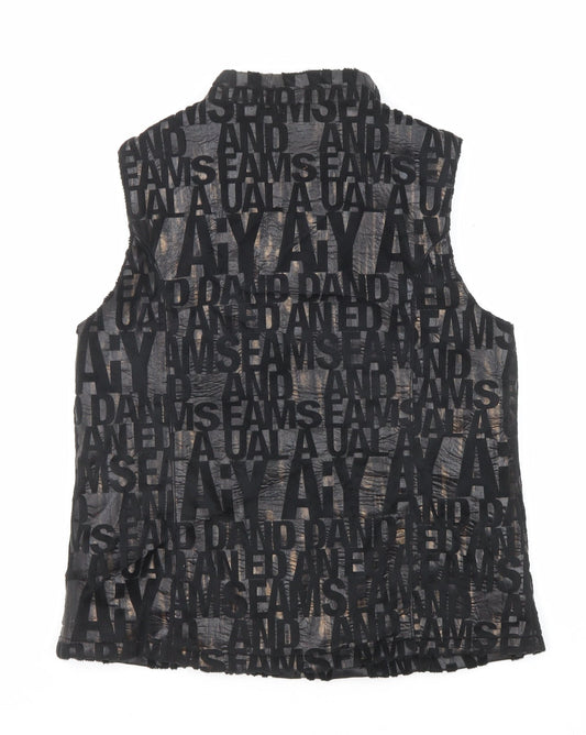 Signature Experience Womens Black Geometric Gilet Jacket Size M Zip