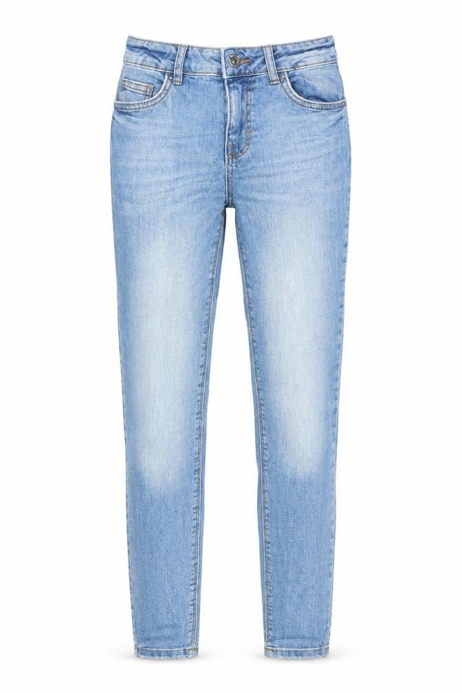 Front view of Denim & Co. women’s blue cotton skinny jeans, size UK 6, 31-inch leg regular zip