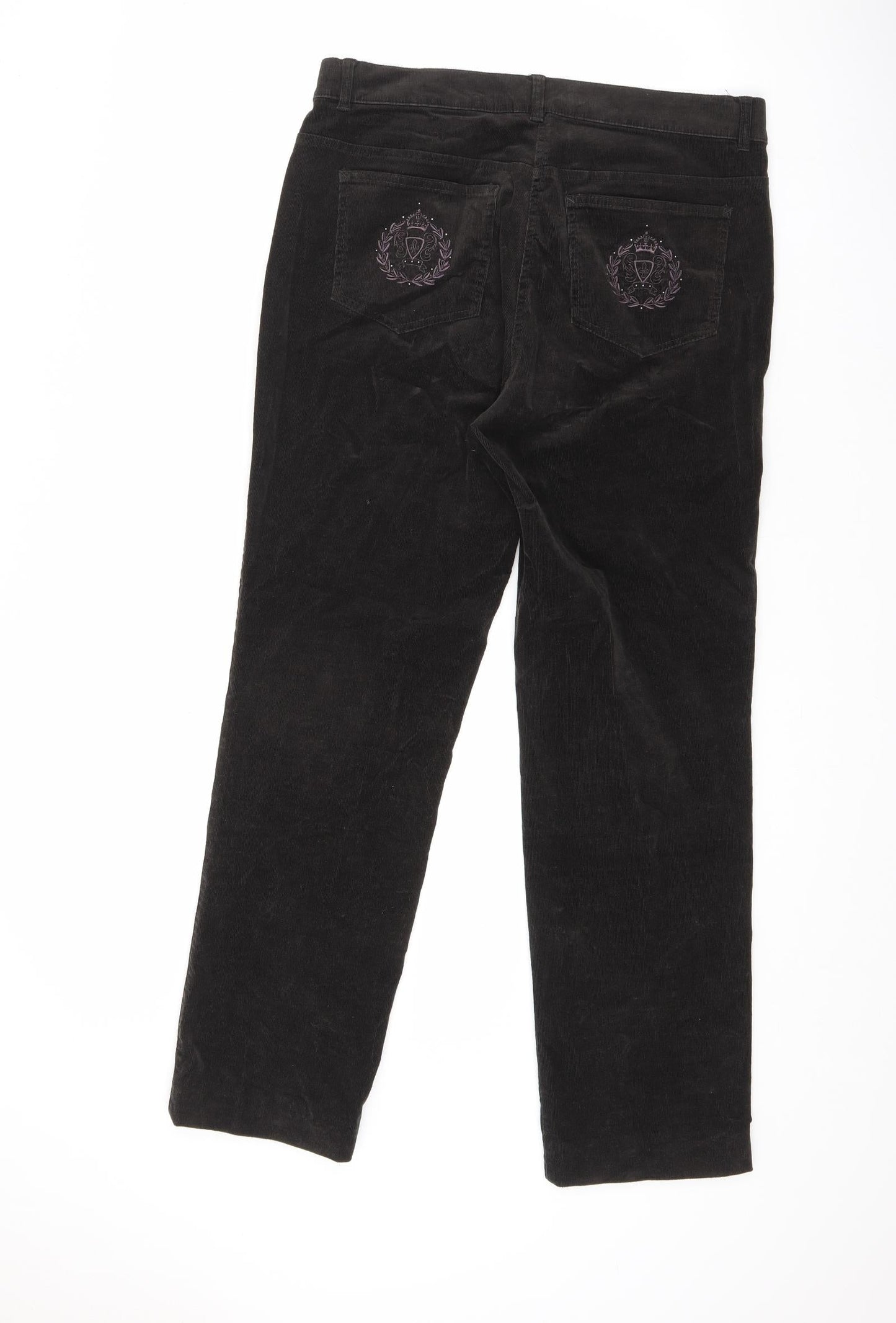 Steilmann Womens Brown Cotton Capri Trousers Size 14 L28.5 in Regular Zip