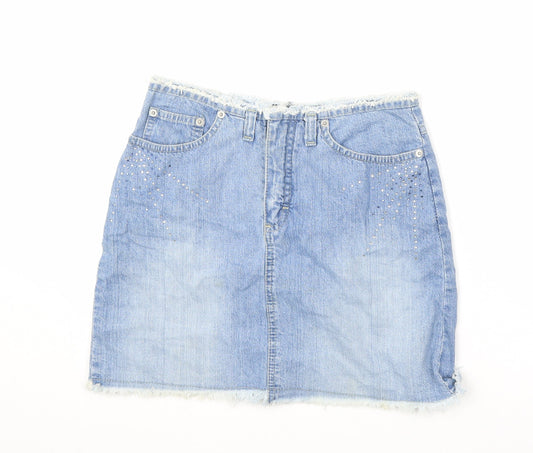 Paragon Womens Blue Cotton Cargo Skirt Size 8 Zip