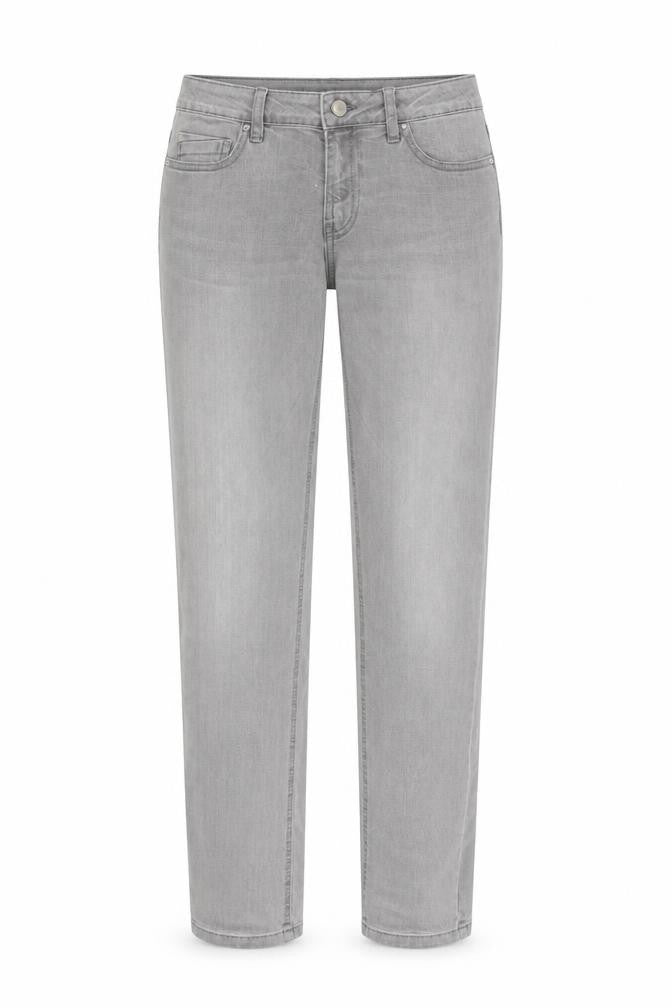Front view of Denim & Co. women’s grey cotton straight jeans, size UK 8, 29-inch leg regular zip