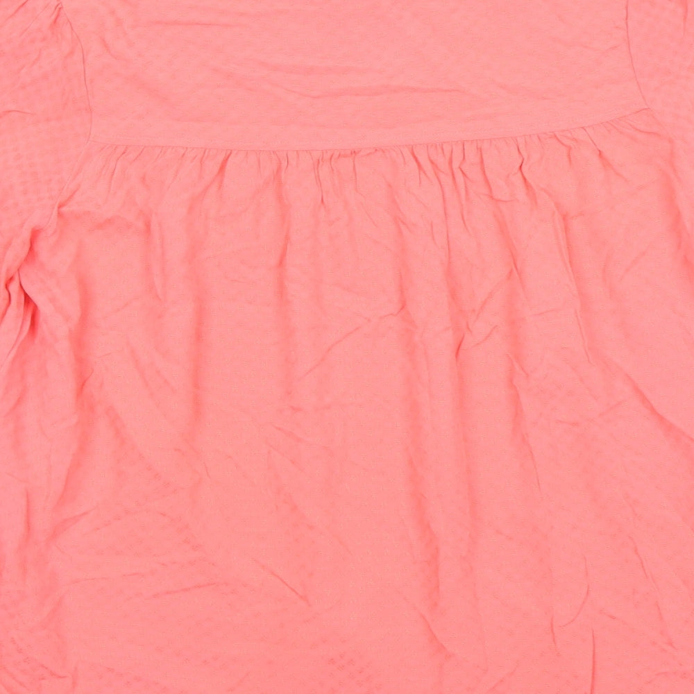Marks and Spencer Womens Pink Viscose Basic Blouse Size 6 Crew Neck