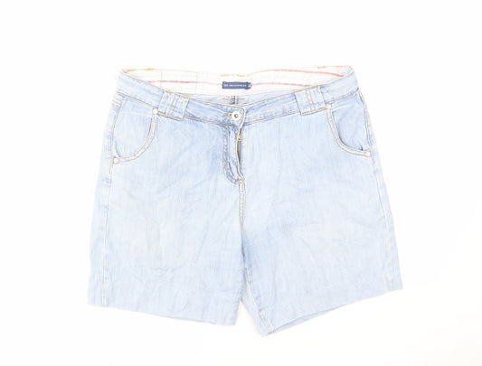 TEX Womens Blue Cotton Mom Shorts Size 2XS L6 in Regular Zip