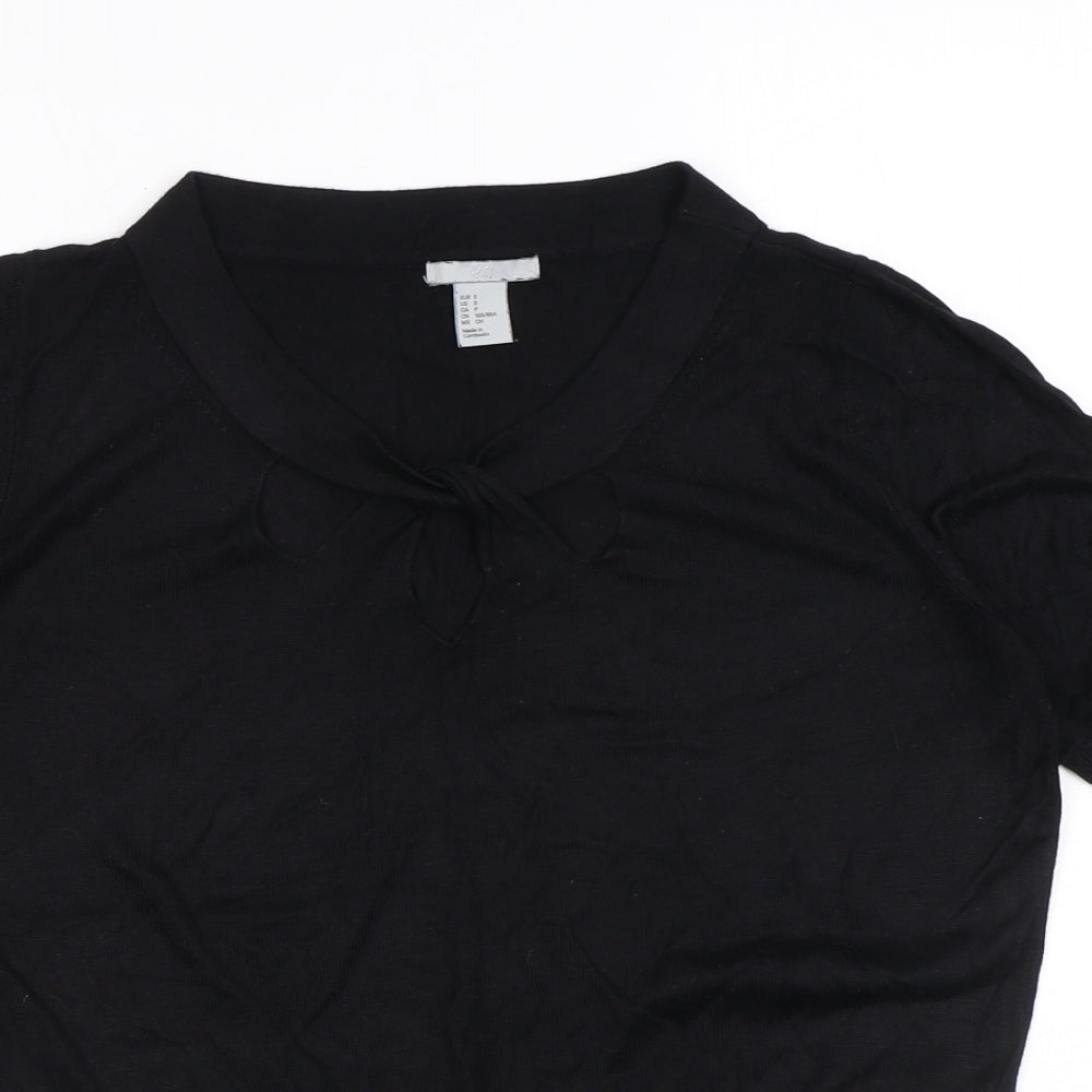 H&M Womens Black Round Neck Viscose Pullover Jumper Size S
