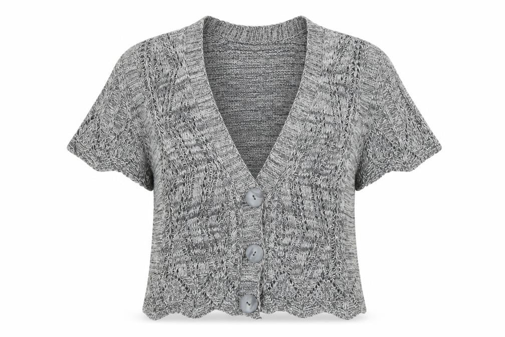Pure & Natural Womens Grey V-Neck Cotton Cardigan Jumper Size L - Size L-XL